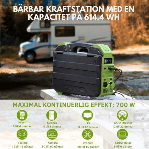 EcoPower™ Bærbar strømforsyning med innebygd solpanel